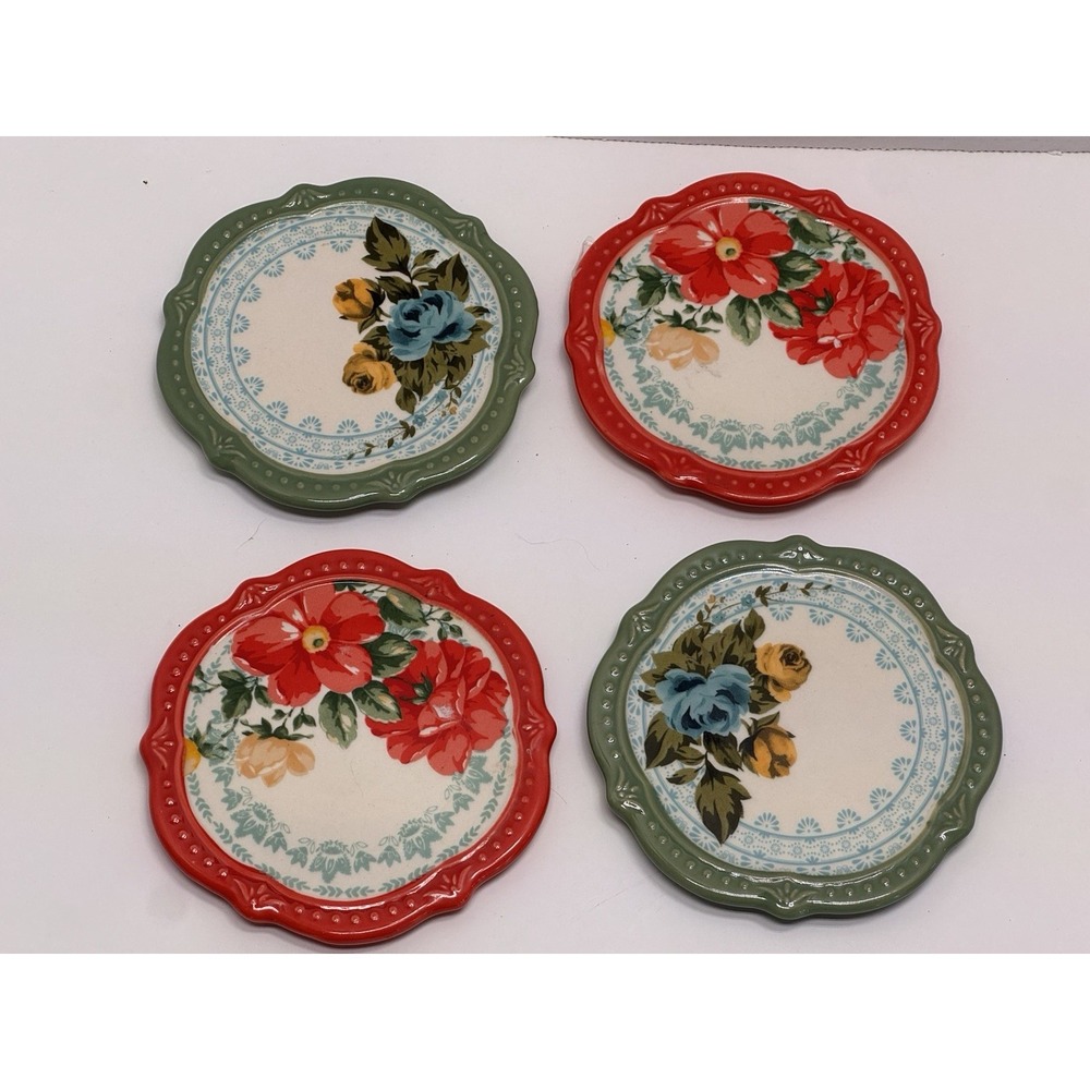 The Pioneer Woman 4 pc. Set Stoneware Coaster Set Vintage Floral